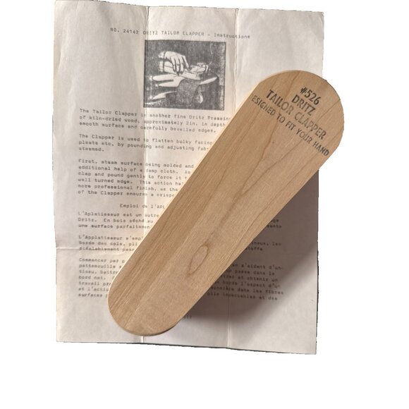 Dritz Inc. Vintage Wood Tailor Clapper with instruction sheet - Picture 2 of 10